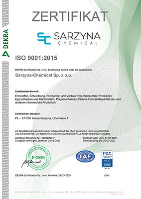 certyfikat sarzyna chemical